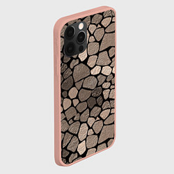 Чехол для iPhone 12 Pro Max Черно-коричневая текстура камня, цвет: 3D-светло-розовый — фото 2