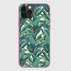 Чехол для iPhone 12 Pro Max Листья Банановых Деревьев, цвет: 3D-малиновый