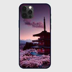 Чехол для iPhone 12 Pro Max Цветение сакуры в Японии, цвет: 3D-черный
