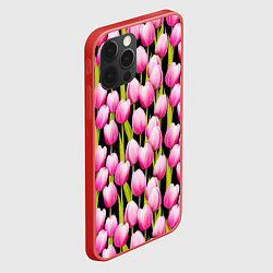Чехол для iPhone 12 Pro Max Цветы Розовые Тюльпаны, цвет: 3D-красный — фото 2