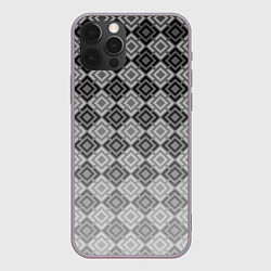 Чехол для iPhone 12 Pro Max Геометрический узор в серых тонах градиент, цвет: 3D-серый