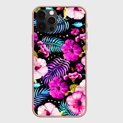 Чехол для iPhone 12 Pro Max Floral pattern Summer night Fashion trend, цвет: 3D-светло-розовый