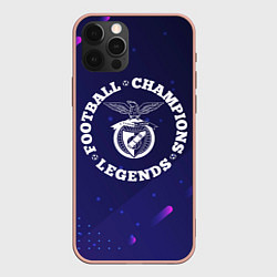 Чехол для iPhone 12 Pro Max Символ Benfica и круглая надпись Football Legends, цвет: 3D-светло-розовый