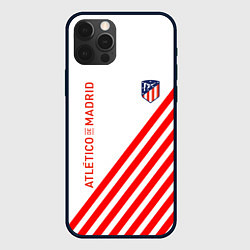 Чехол для iPhone 12 Pro Max Atletico madrid красные полосы, цвет: 3D-черный