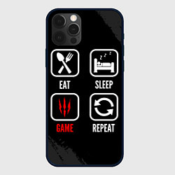 Чехол для iPhone 12 Pro Max Eat, Sleep, The Witcher, Repeat, цвет: 3D-черный