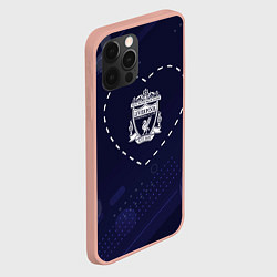 Чехол для iPhone 12 Pro Max Лого Liverpool в сердечке на фоне мячей, цвет: 3D-светло-розовый — фото 2