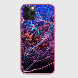 Чехол для iPhone 12 Pro Max Неоновые сети - Синий, цвет: 3D-малиновый