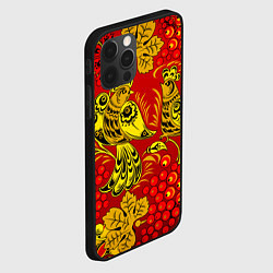 Чехол для iPhone 12 Pro Max Хохломская Роспись Две Птици На Красном Фоне, цвет: 3D-черный — фото 2