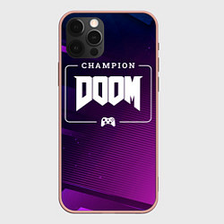 Чехол для iPhone 12 Pro Max Doom Gaming Champion: рамка с лого и джойстиком на, цвет: 3D-светло-розовый