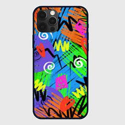 Чехол для iPhone 12 Pro Max Яркий геометрический принт, цвет: 3D-черный