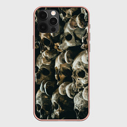 Чехол для iPhone 12 Pro Max Множество черепов во тьме - Жёлтый, цвет: 3D-светло-розовый