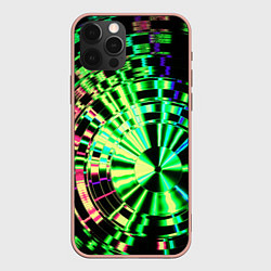 Чехол для iPhone 12 Pro Max Неоновые дискообразные узоры - Зелёный, цвет: 3D-светло-розовый