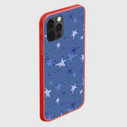 Чехол для iPhone 12 Pro Max Gray-Blue Star Pattern, цвет: 3D-красный — фото 2