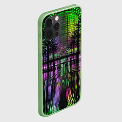 Чехол для iPhone 12 Pro Max Неоновое здание ночью - Зелёный, цвет: 3D-салатовый — фото 2