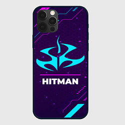 Чехол для iPhone 12 Pro Max Символ Hitman в неоновых цветах на темном фоне, цвет: 3D-черный