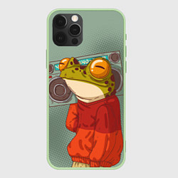 Чехол для iPhone 12 Pro Max Лягуха с мафоном, цвет: 3D-салатовый