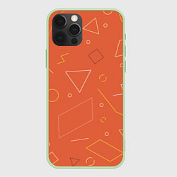 Чехол для iPhone 12 Pro Max Геометрические Фигуры На Оранжевом Фоне, цвет: 3D-салатовый