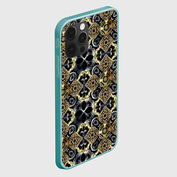 Чехол для iPhone 12 Pro Max BLACK AND GOLD узоры, цвет: 3D-мятный — фото 2