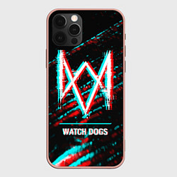 Чехол для iPhone 12 Pro Max Watch Dogs в стиле Glitch Баги Графики на темном ф, цвет: 3D-светло-розовый
