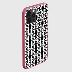 Чехол для iPhone 12 Pro Max Черно-белый современный узор, цвет: 3D-малиновый — фото 2