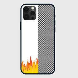 Чехол для iPhone 12 Pro Max Шахматаня клетка с огнём, цвет: 3D-черный