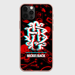 Чехол для iPhone 12 Pro Max Nickelback Rock Glitch, цвет: 3D-светло-розовый