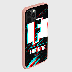 Чехол для iPhone 12 Pro Max Fortnite в стиле Glitch Баги Графики на темном фон, цвет: 3D-светло-розовый — фото 2