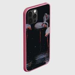 Чехол для iPhone 12 Pro Max Фламинго - вода, цвет: 3D-малиновый — фото 2