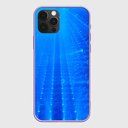 Чехол для iPhone 12 Pro Max Неоновый фонари и лучи - Синий, цвет: 3D-сиреневый