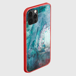 Чехол для iPhone 12 Pro Max Абстрактные краски на холсте - Голубой, цвет: 3D-красный — фото 2