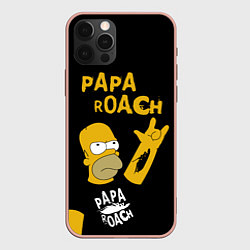 Чехол для iPhone 12 Pro Max Papa Roach, Гомер Симпсон, цвет: 3D-светло-розовый