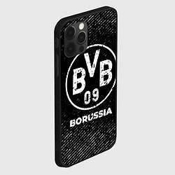 Чехол для iPhone 12 Pro Max Borussia с потертостями на темном фоне, цвет: 3D-черный — фото 2