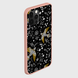 Чехол для iPhone 12 Pro Max Птицы и цветы с эффектом вышивки, цвет: 3D-светло-розовый — фото 2