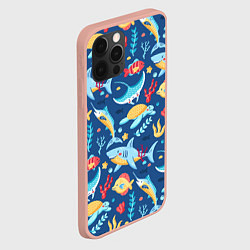 Чехол для iPhone 12 Pro Max Акула, скат и другие обитатели океана - лето, цвет: 3D-светло-розовый — фото 2