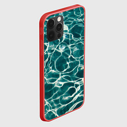 Чехол для iPhone 12 Pro Max Абстрактные волны в воде - Тёмно-зелёный, цвет: 3D-красный — фото 2