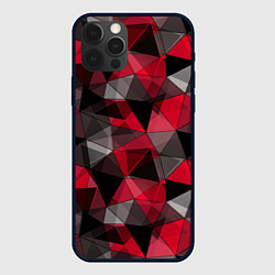 Чехол для iPhone 12 Pro Max Красно-серый геометрический, цвет: 3D-черный