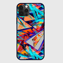 Чехол для iPhone 12 Pro Max Яркий неоновый абстрактный узор, цвет: 3D-черный