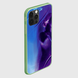 Чехол для iPhone 12 Pro Max Абстрактные краски и тень - Синий, цвет: 3D-салатовый — фото 2