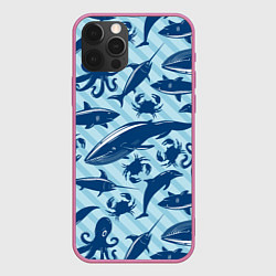 Чехол для iPhone 12 Pro Max Жители океанских глубин, цвет: 3D-малиновый