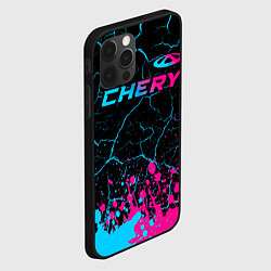 Чехол для iPhone 12 Pro Max Chery - neon gradient: символ сверху, цвет: 3D-черный — фото 2