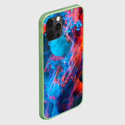 Чехол для iPhone 12 Pro Max Абстрактное переплетение оранжевой и синей красок, цвет: 3D-салатовый — фото 2