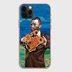 Чехол iPhone 12 Pro Max Ван Гог портрет с Подсолнухами