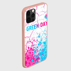 Чехол для iPhone 12 Pro Max Green Day neon gradient style: символ сверху, цвет: 3D-светло-розовый — фото 2