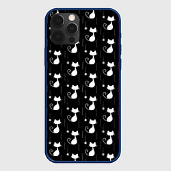 Чехол для iPhone 12 Pro Max Чёрные Коты С Клубками Шерсти, цвет: 3D-тёмно-синий