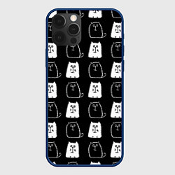 Чехол для iPhone 12 Pro Max Милые Чёрные и Белые Коты, цвет: 3D-тёмно-синий