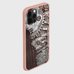 Чехол для iPhone 12 Pro Max Ржавые шестеренки на сетке, цвет: 3D-светло-розовый — фото 2