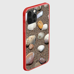 Чехол для iPhone 12 Pro Max Композиция из ракушек на песке, цвет: 3D-красный — фото 2