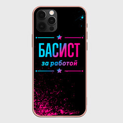 Чехол для iPhone 12 Pro Max Басист за работой - неоновый градиент, цвет: 3D-светло-розовый