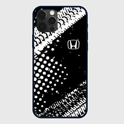 Чехол для iPhone 12 Pro Max Honda - белые следы шин, цвет: 3D-черный