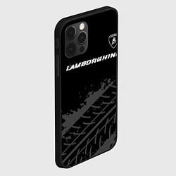 Чехол для iPhone 12 Pro Max Lamborghini speed на темном фоне со следами шин: с, цвет: 3D-черный — фото 2